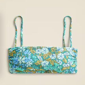 J.Crew Ruched bandeau bikini top in aqua blooms M